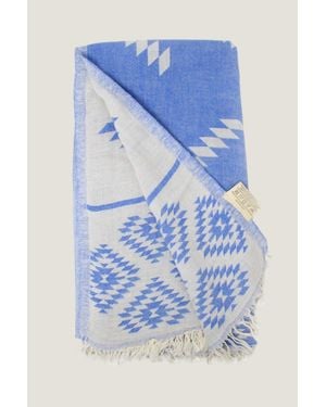 Aelia Anna Aspiga Ladies Sustainable Cotton Pestemal Greek Absorbent Beach Towel - Blue