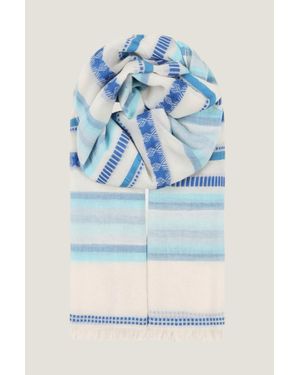 Ombre London Aspiga Ethical Organic Cotton Scarf And Stripe - Blue