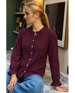 Aspiga Ladies Ethical Vienna Long Sleeve Cotton Blouse - Purple