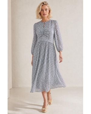 Aspiga Sustainable Verity Ruched Printed Dress Wedding Guest - Gray
