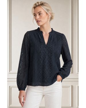 Aspiga Sustainable Long Sleeve Lace Blouse Dinner Date - Blue