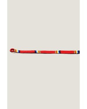 Aspiga Sustainable Glass Bead Maasai Bracelet Leather Beads Gifting - Red