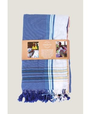 Aspiga Sustainable Handmade Kenyan Kikoy Blanket Cotton Denim Summer Holiday Gifting - Blue