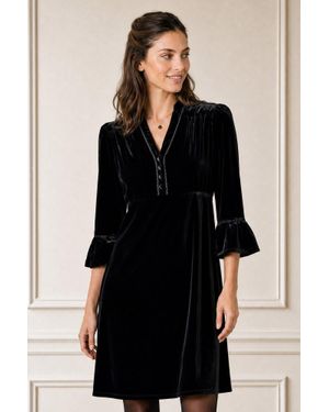 Aspiga Ethical Elsie Velvet Short Mini Dress Winter Event Autumn Winter Graduation - Black
