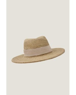 Sommerville Scarves Aspiga Ladies Sustainable Woven Straw Raffia Panama Hat Summer Holiday Natural Stripe