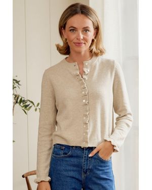 Aspiga Sustainable Frill Detail Cardigan - Natural
