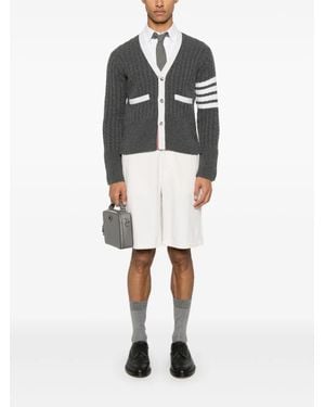 Thom Browne Baby Cable Stitch Classic V Neck Cardigan - White