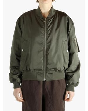 AURALEE High Density Silk Twill Flight Blouson - Green