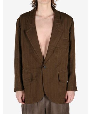 Ziggy Chen 1 Button Long Jacket - Brown
