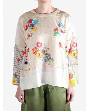 Péro Floral Print Loose Top - White