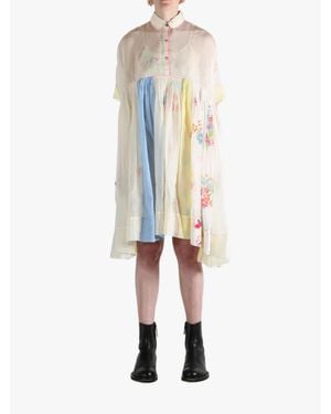 Péro Floral Sheer Color Block Dress - White