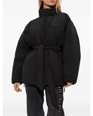 Alexander Wang Dome Silicone Patch And Self Belt Puffer Coat - Black