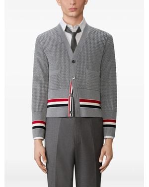 Thom Browne Classic V Neck Cardigan - Gray