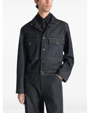 Lemaire Trucker Jacket With Studs - Blue