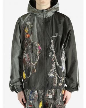 Doublet Moss Embroidered Chain Track Jacket - Gray