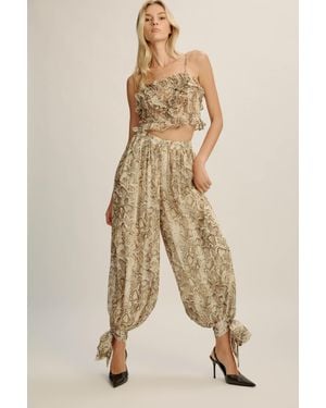 Bardot Alira Printed Frill Crop Top - Natural