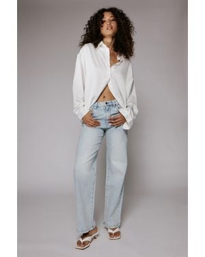 Bardot Luana Oversized Satin Shirt - Natural