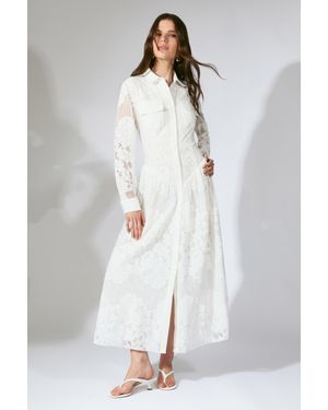 Bardot Agatha Lace Shirt Dress - Gray