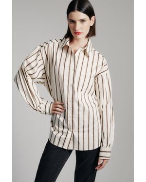 Bardot Striped Oversized Shirt - Natural