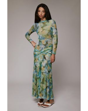 Bardot Lea Floral Mesh Dress - Green