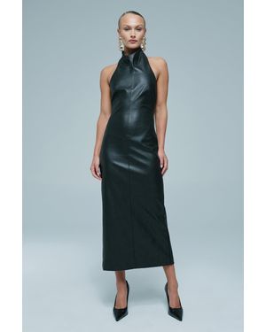 Bardot Gina Vegan Leather Midi Dress - Blue