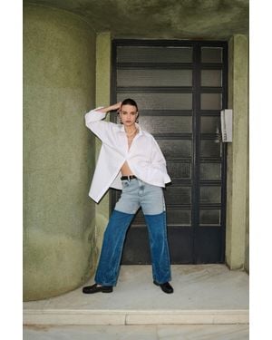 Bardot Pia Two Toned Flared Jeans - Blue