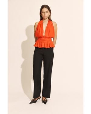 Bardot Amala Pleated Halter Neck Top - Orange