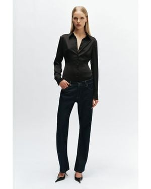 Bardot Trina Fitted Satin Shirt - Black
