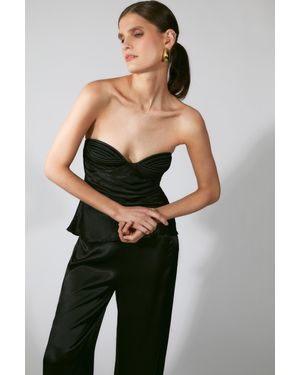 Bardot Devin Strapless Satin Top - Black