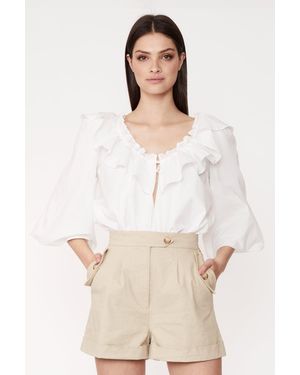 Bardot Claude Ruffle Top - White