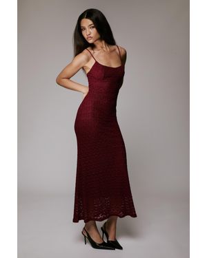 Bardot Louisa Mesh Midi Dress - Red