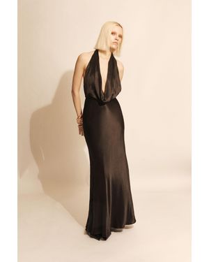 Bardot Nola Satin Cowl Maxi Dress - Natural
