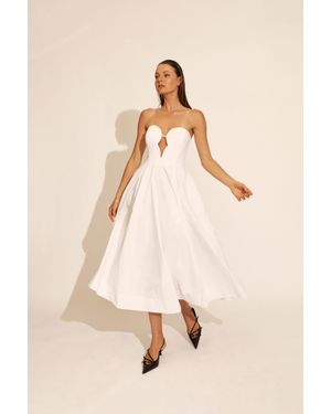 Bardot Opal Volume Poplin Midi Dress - Natural