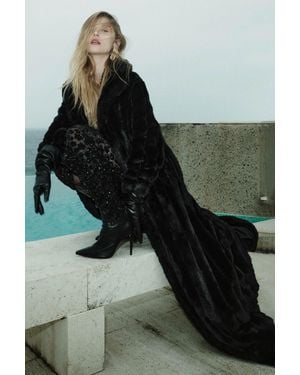 Bardot Marta Faux Fur Longline Coat - Green