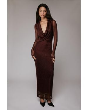 Bardot Lorel Lurex Midi Dress - Brown