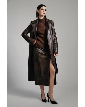 Bardot Dante Vegan Leather Midi Skirt - Black