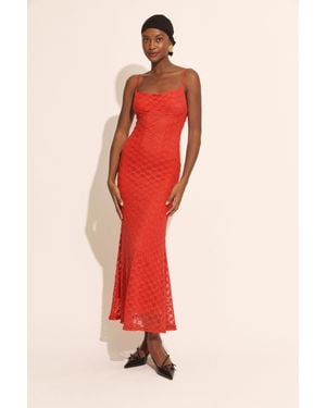 Bardot Adoni Mesh Midi Dress - Red