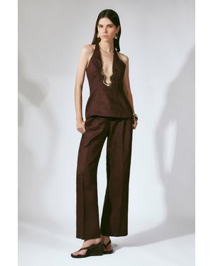 Bardot Geordy Hipster Linen Pant - Brown