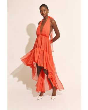 Bardot Leona High Low Ruffle Dress - Red