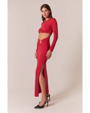 Bardot Neve Long Sleeve Knit Top - Red