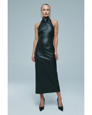 Bardot Gina Vegan Leather Midi Dress - Blue