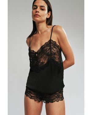 Bardot Theo Lace Satin Camisole - Black