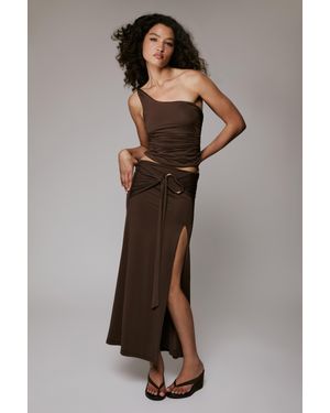 Bardot Dion Detail Midi Skirt - Brown