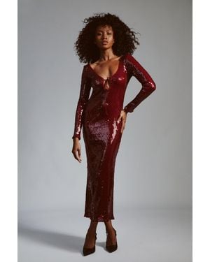 Bardot Verona Sequin Maxi Dress - Brown