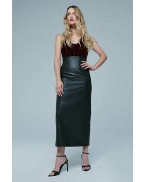 Bardot Miles Vegan Leather Midi Skirt - Blue
