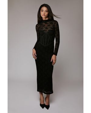 Bardot Carmen Lace Corset Midi Dress - Black