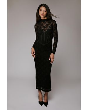 Bardot Carmen Lace Corset Midi Dress - Black