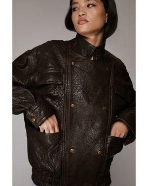Bardot Oversized Leather Jacket - Black