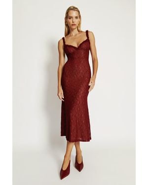 Bardot Alegra Stretch Lace Midi Dress - Red