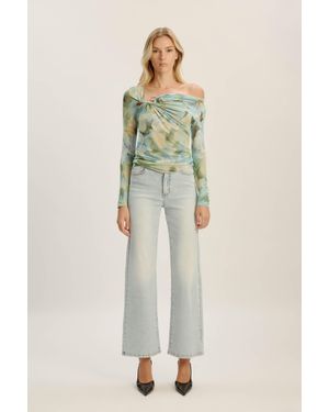 Bardot Marisol Asymmetric Mesh Top - Green